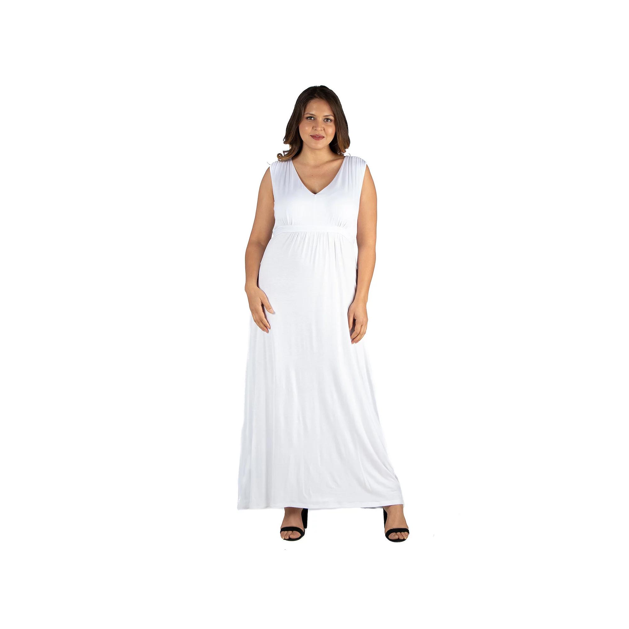 Plus Size 24seven Comfort Apparel Sleeveless Empire Waist Maxi Dress, Women's, Size: 1XL, Royal Product Image