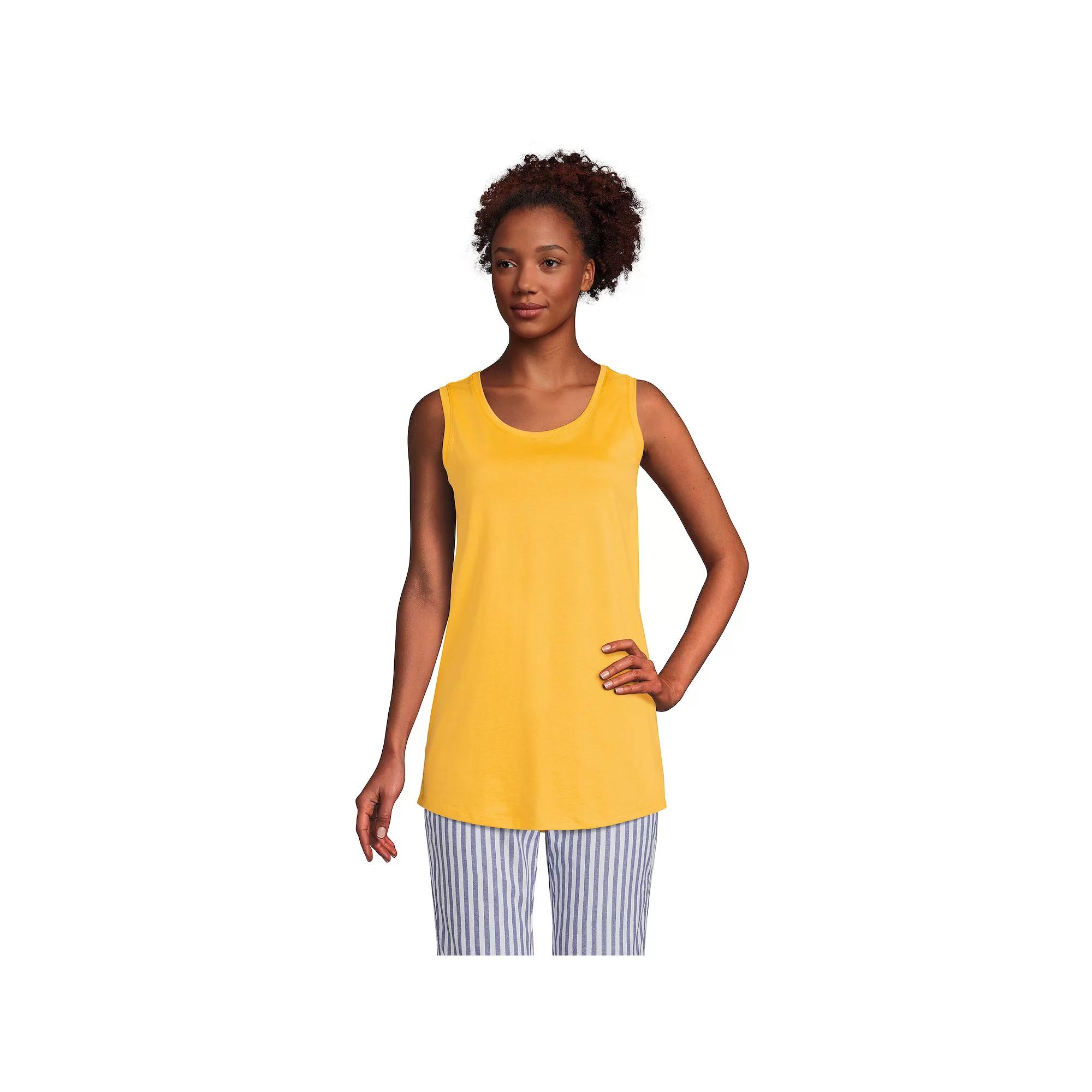 Petite Lands' End Supima Cotton Scoopneck Tunic Tank Top, Women's, Size: Medium Petite, Sunset Yellow Product Image