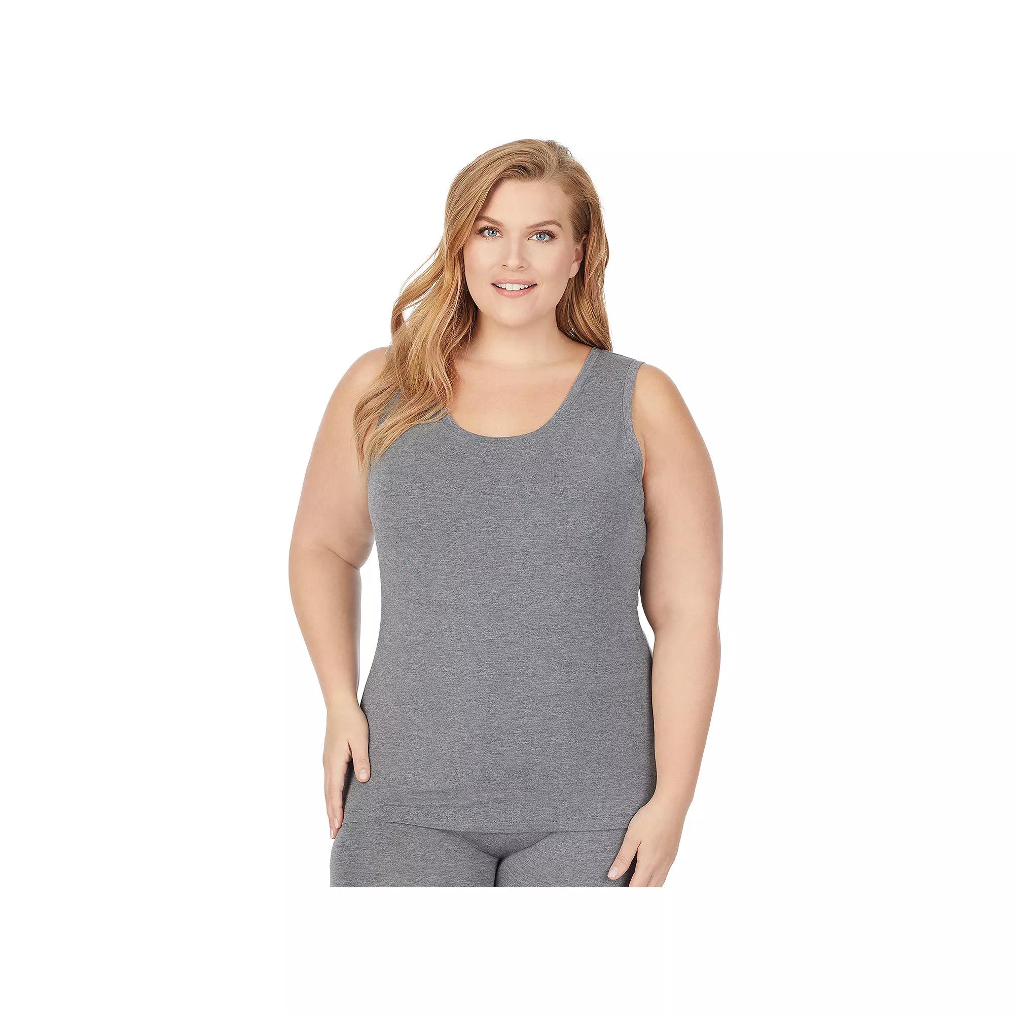Plus Size Cuddl Duds Soft Wear with Stretch Reversible Tank Top, Womens Grey Heather Product Image