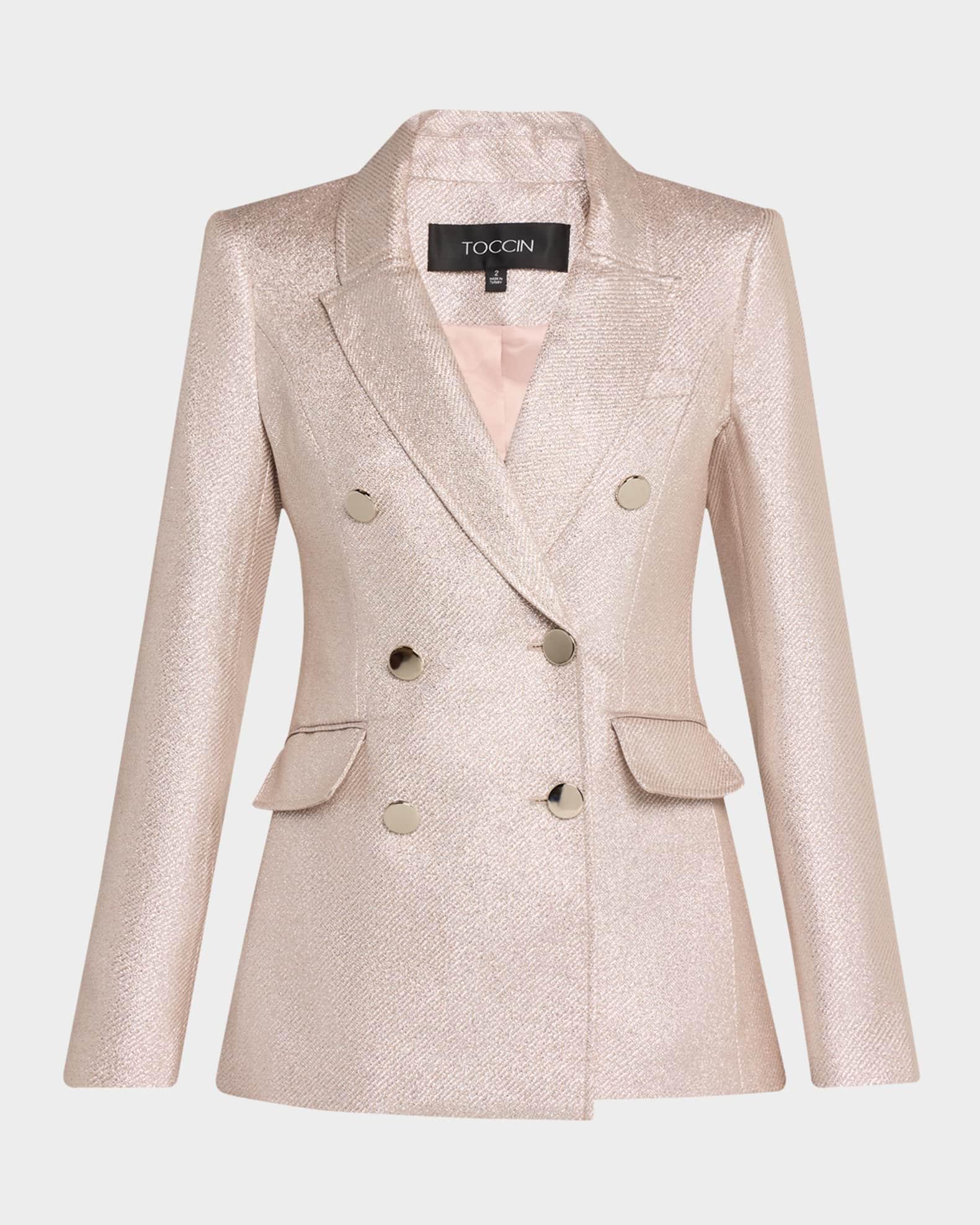 Mia Double-Breasted Metallic Blazer Product Image