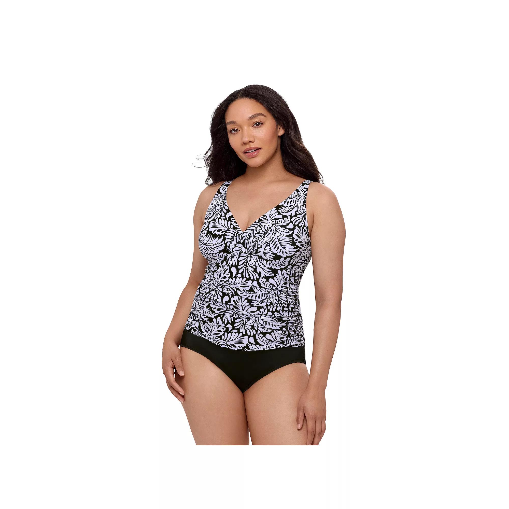 Women's Bal Harbour V-Neck Side Shirred One Piece, Size: 12, Nassau Palm Product Image