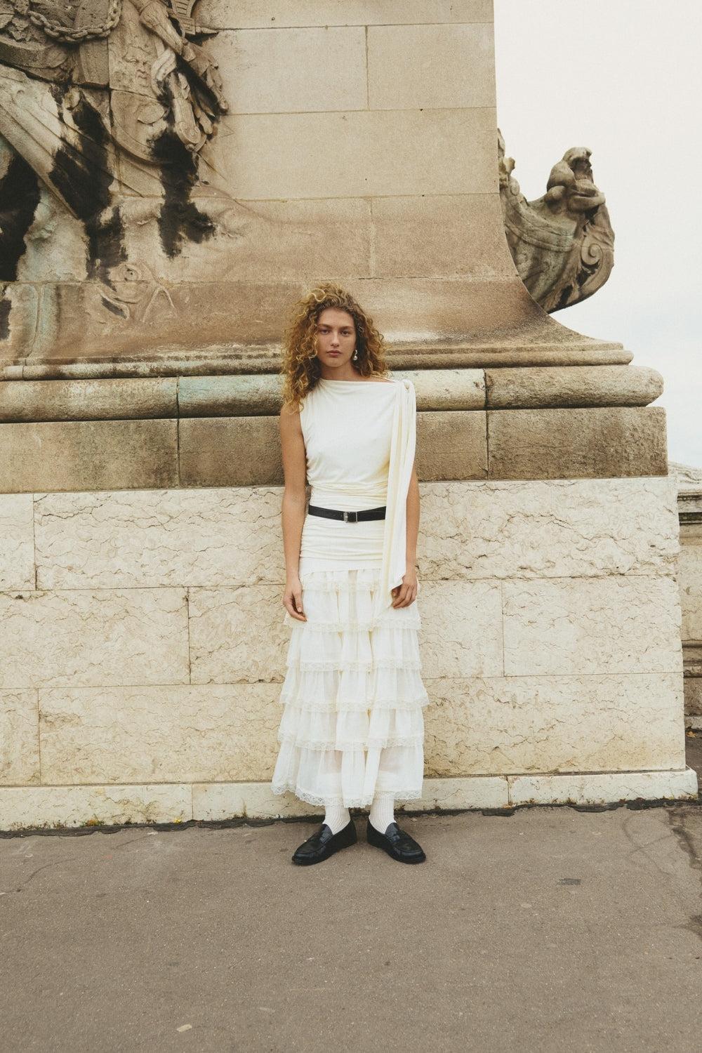 Thalia Midi Skirt Cream Product Image