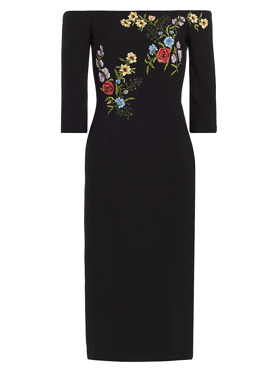 Womens Fatima Beaded Crepe Midi-Dress Size 0 Product Image