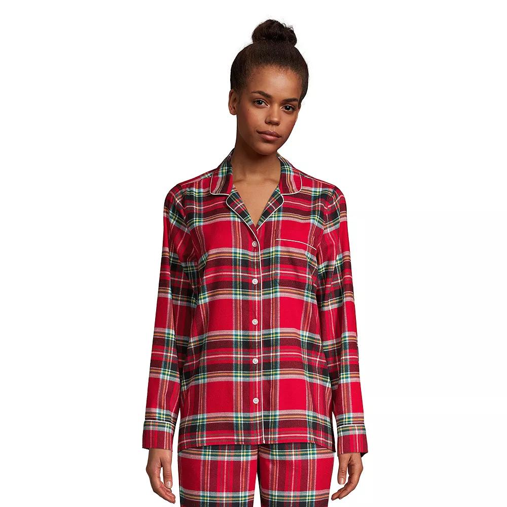 Women's Lands' End Long Sleeve Flannel Pajama Top,  Product Image