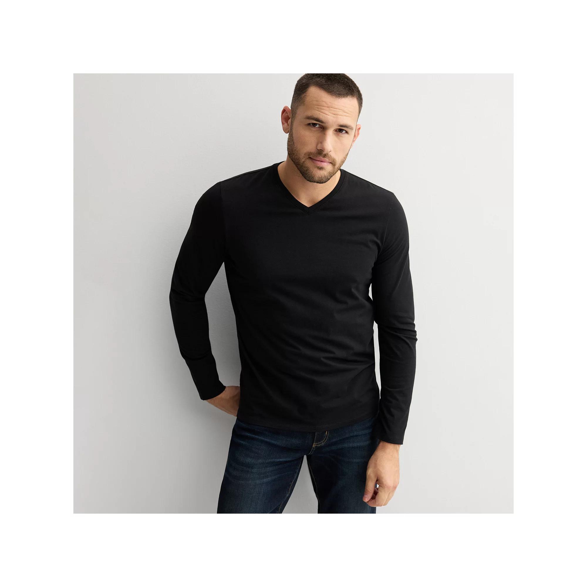 Men's Apt. 9® Premier Flex V-Neck Tee, Size: XL, Black Tie Product Image