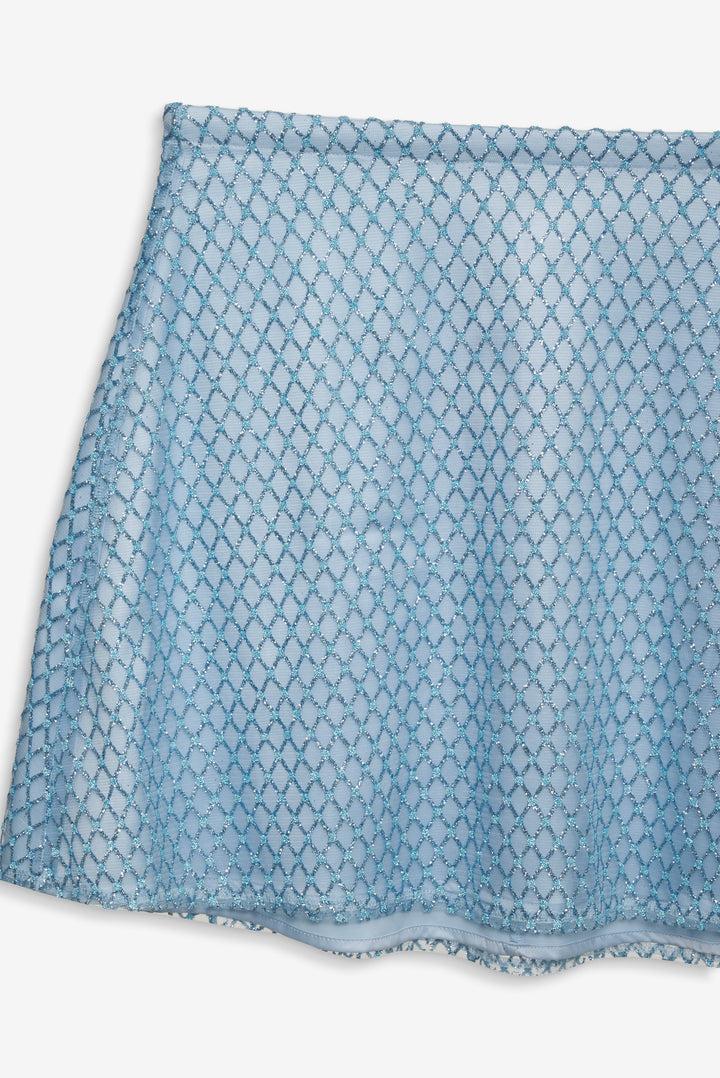 Glitter Grid Mini Skirt — Blue Product Image