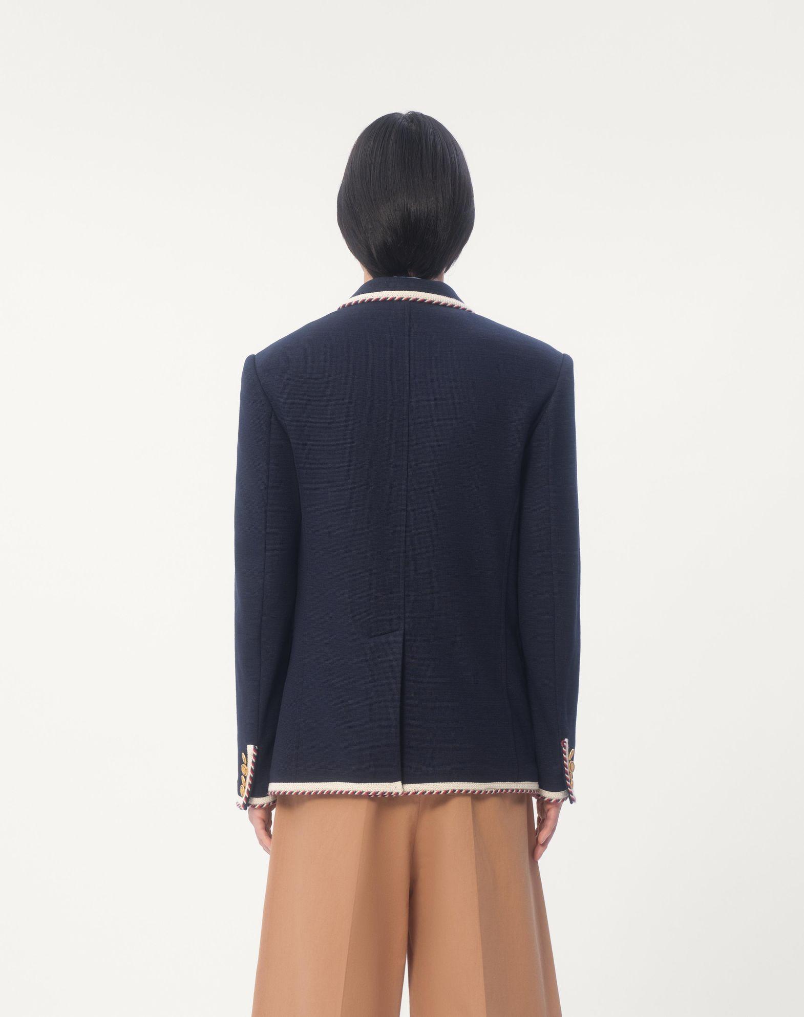 Single-Breasted Jersey Cotton Jacket With Torchon Piping Product Image