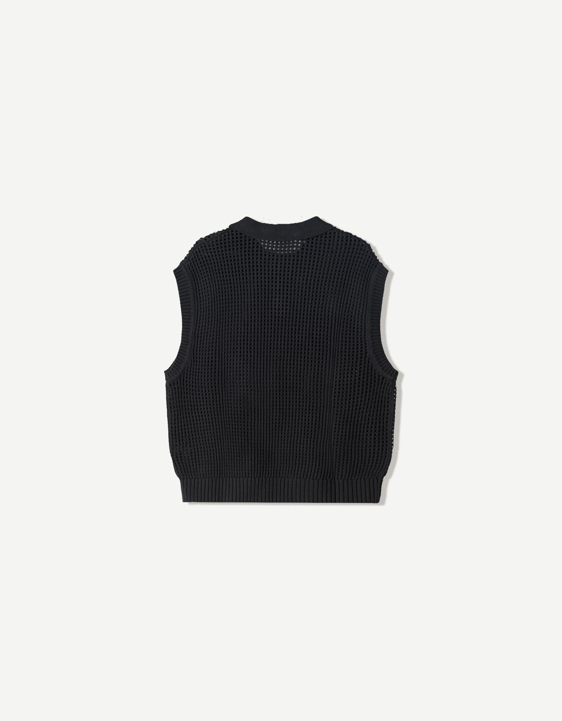 Mesh waistcoat with a buttoned polo collar Product Image