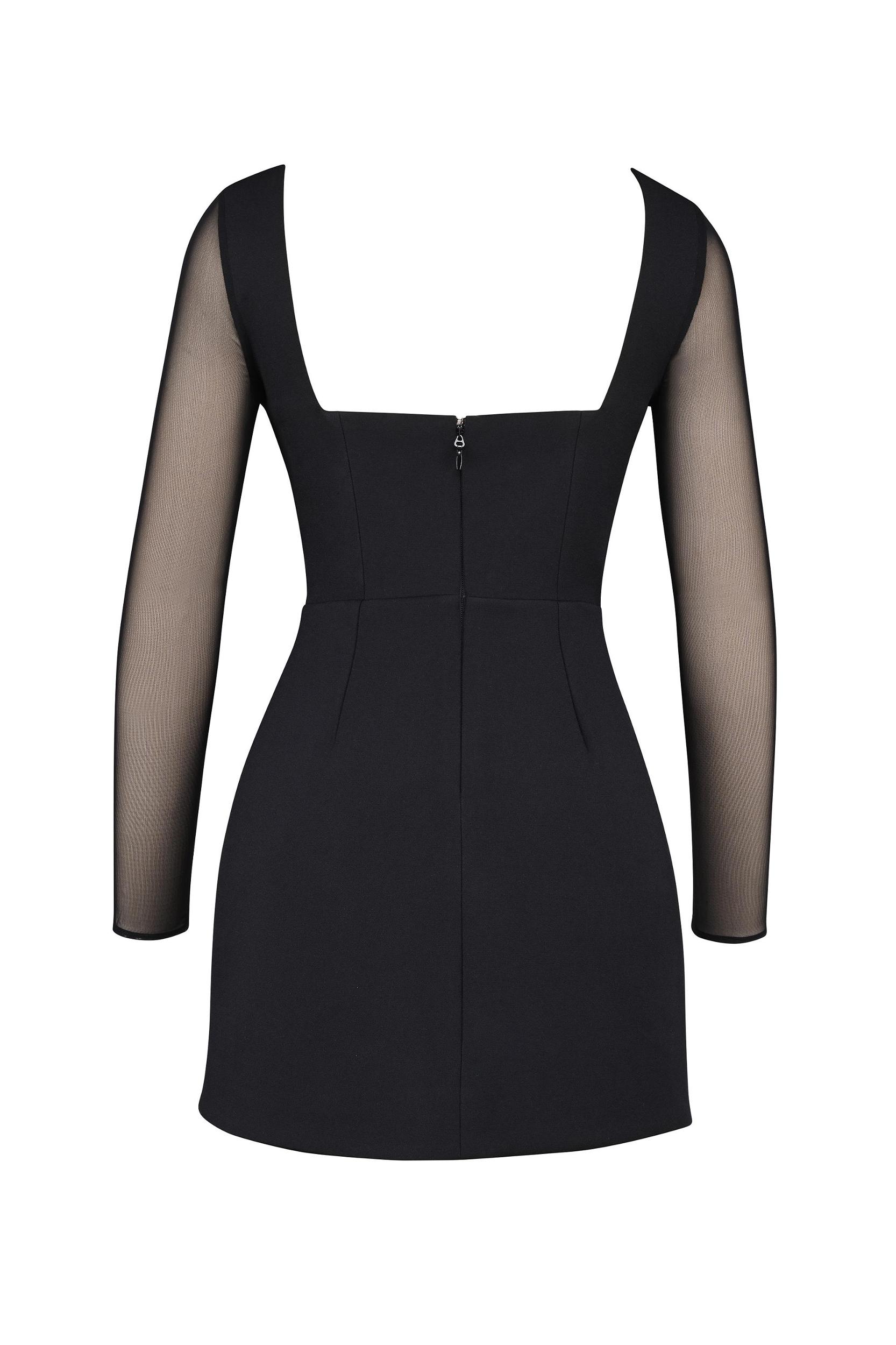 Angelie  black stretch crepe plunge mini dress Product Image