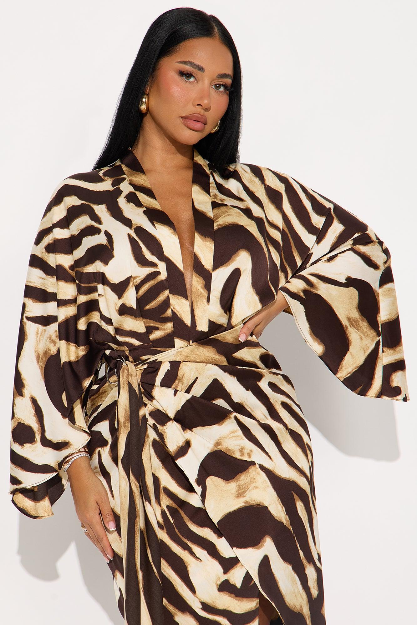 Reese Animal Print Midi Dress - Brown/combo Female Product Image