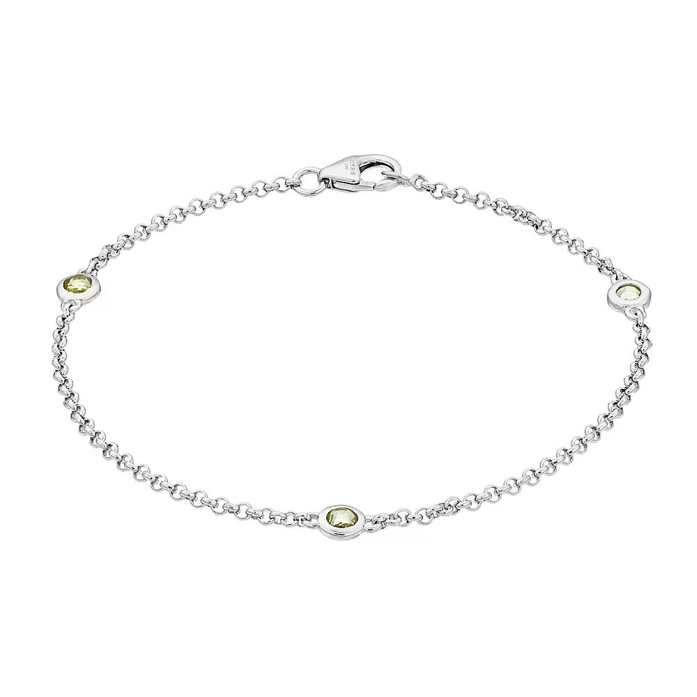 Gemminded Silver Gemstone Stationed Bracelet, Women's, Size: 7", Peridot Product Image