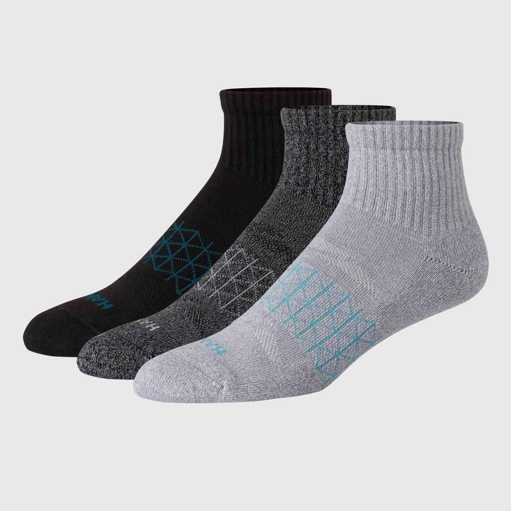 Hanes Men's 3pk Absolute Active Cushioned Ankle Socks - Black 6-12: Cotton Blend, Arch Support, Seamless Toe, Breathable Mesh Product Image