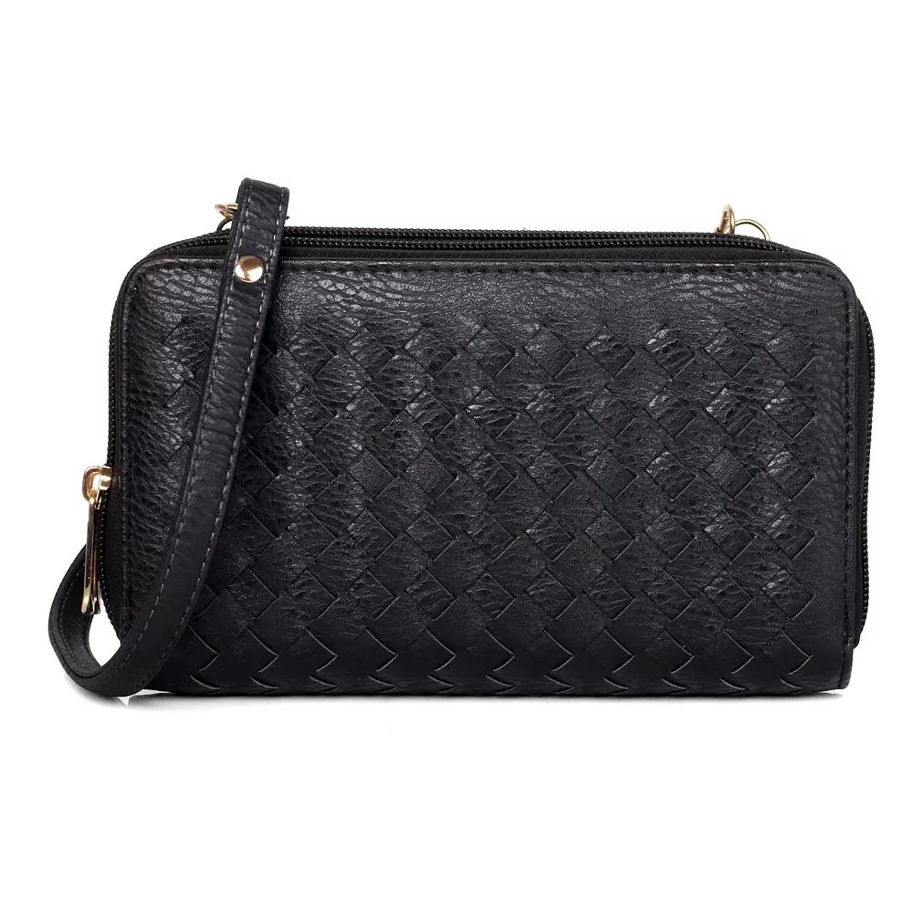 Women's Karla Hanson RFID-Blocking Ellen Woven Crossbody Phone Wallet, Black Product Image