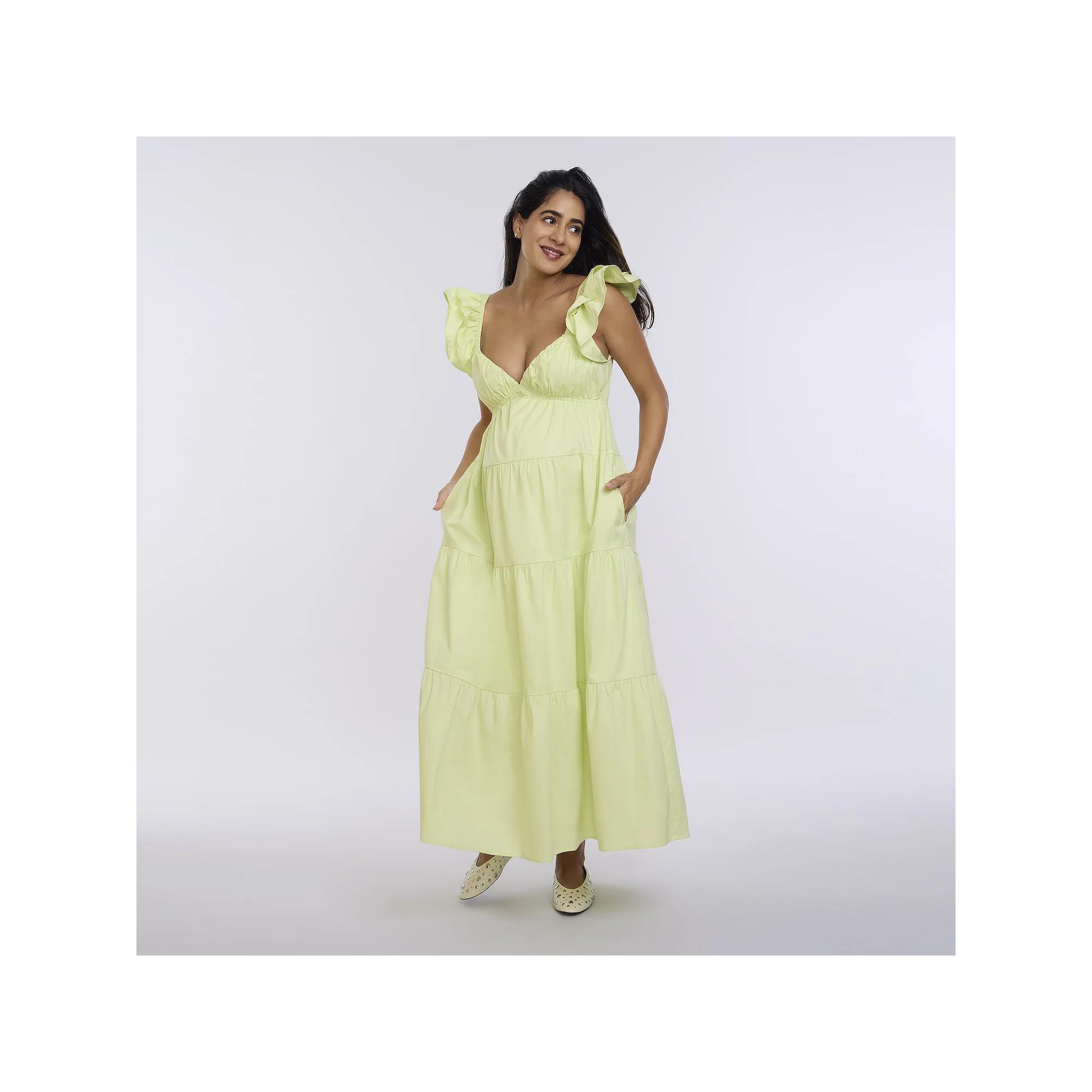 Maternity Motherhood® Babydoll Ruffle Maxi Dress, Women's, Size: XS-MAT, Soft Green Product Image