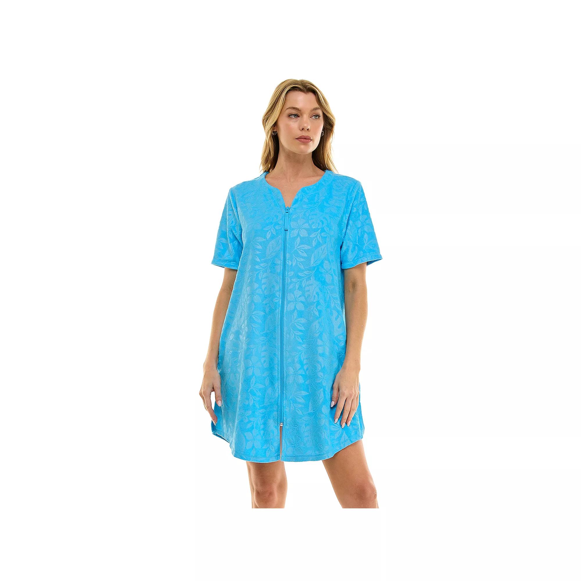 Women's Croft & Barrow® Embossed Honey Knit Terry Zip Robe, Size: Small, Cici Smp Trop Swim Product Image