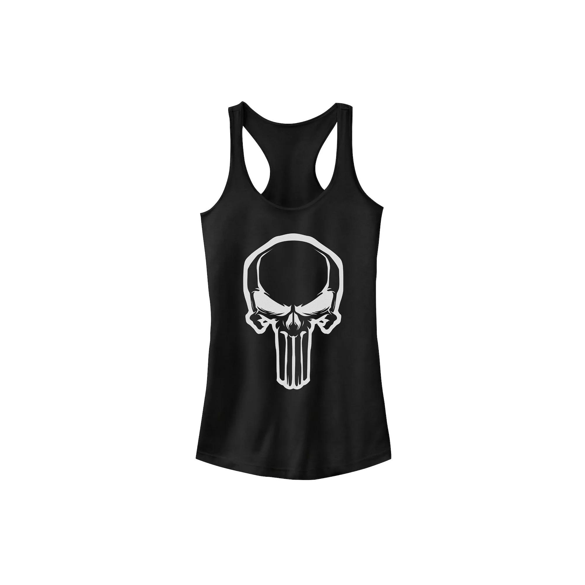 Juniors' Marvel Punisher Skull Outline Tank Top, Girl's, Size: Medium, Black Product Image