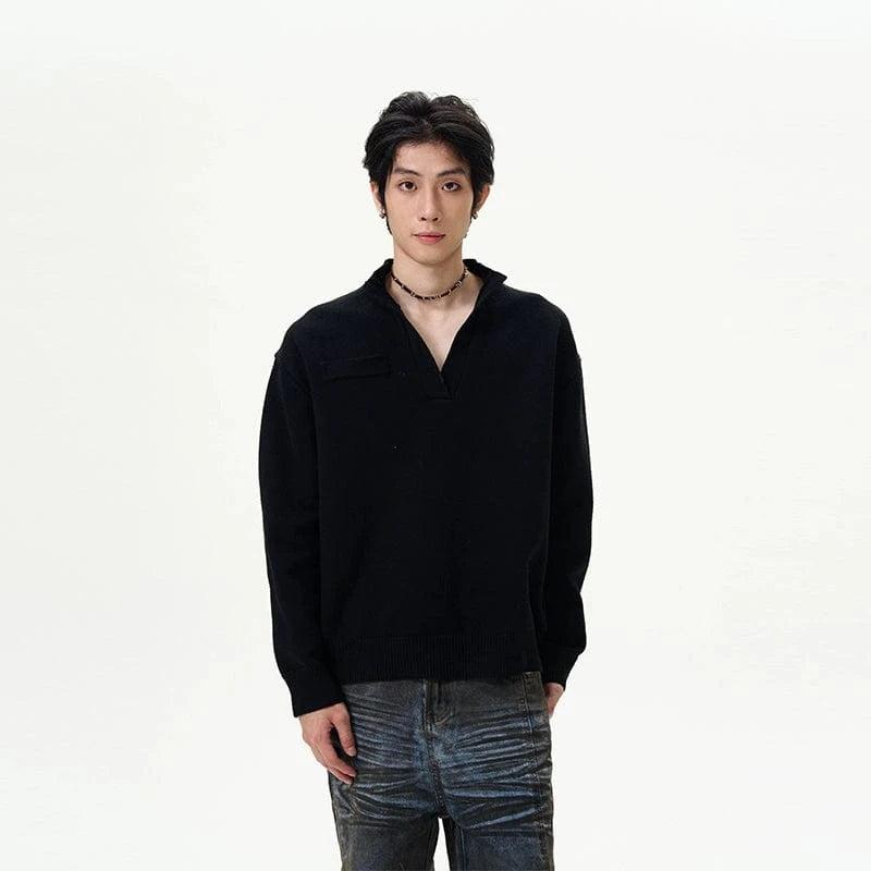 RT No. 18700 KNIT V-NECK COLLAR SWEATER Product Image