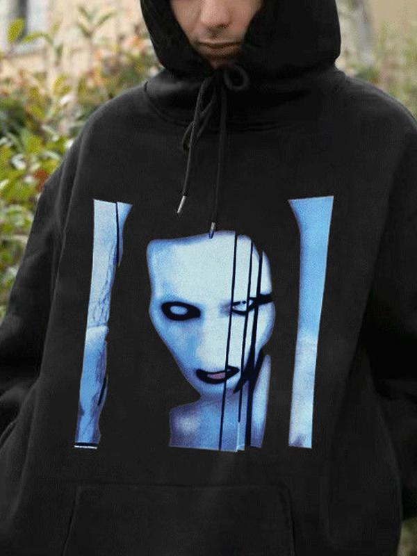 Men's Rock Character Print Oversized Hoodie Product Image