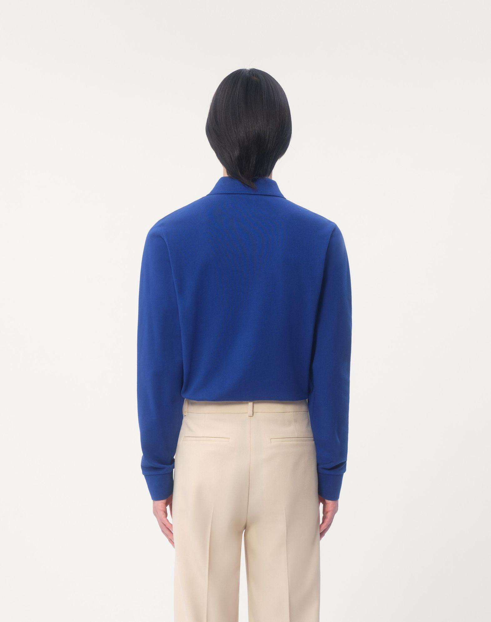 Long-Sleeved Cotton Piqué Polo Shirt With Vlogo Embroidery Product Image