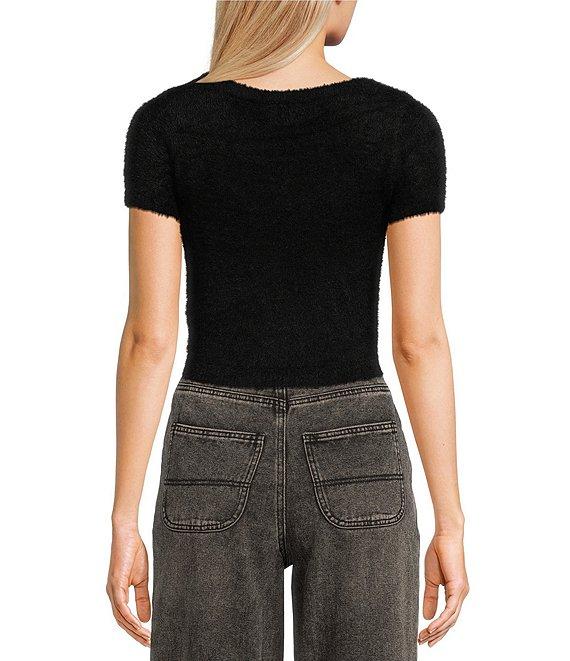 C&V Chelsea & Violet Short Sleeve Eyelash Sweater Product Image