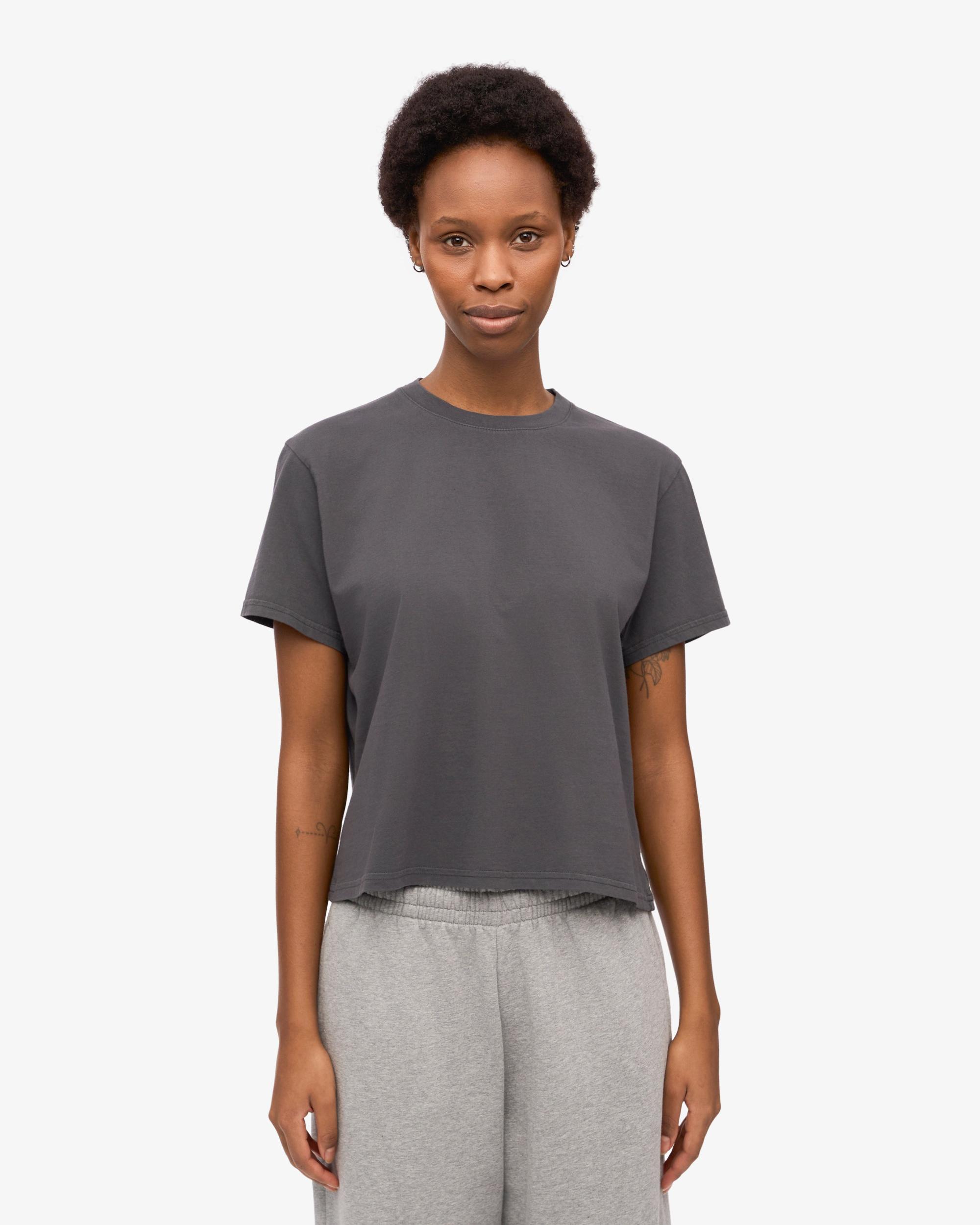 Organic Boxy Crop Tee - Lava Grey Product Image