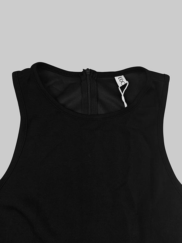 Sleeveless Hollow Pleated Split-Joint Round-neck Maxi Dresses Product Image