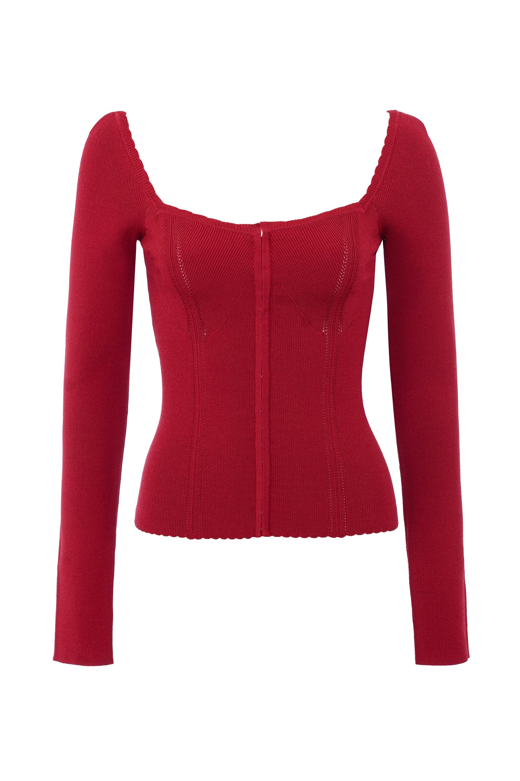 Agatha  red fitted long sleeve top - sale Product Image