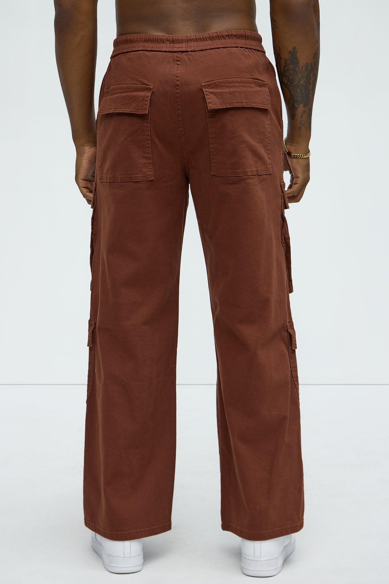 Exposed Zip Tech Cargo Pants - Brown Product Image