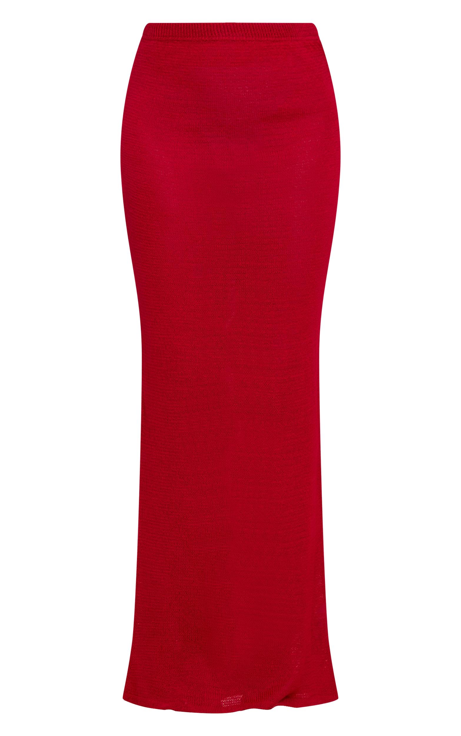 Red Filigree Maxi Skirt Product Image