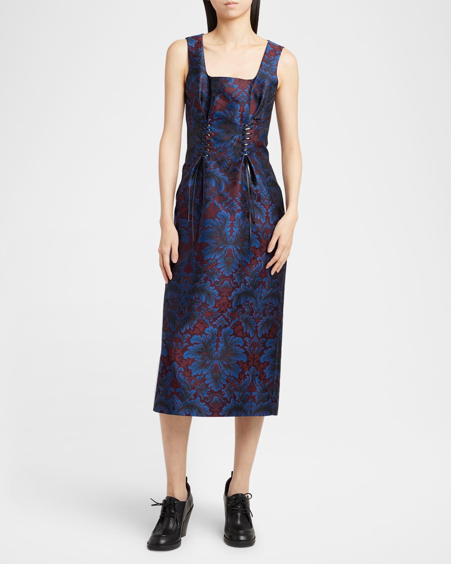 Floral Jacquard Laced Midi Dress Product Image