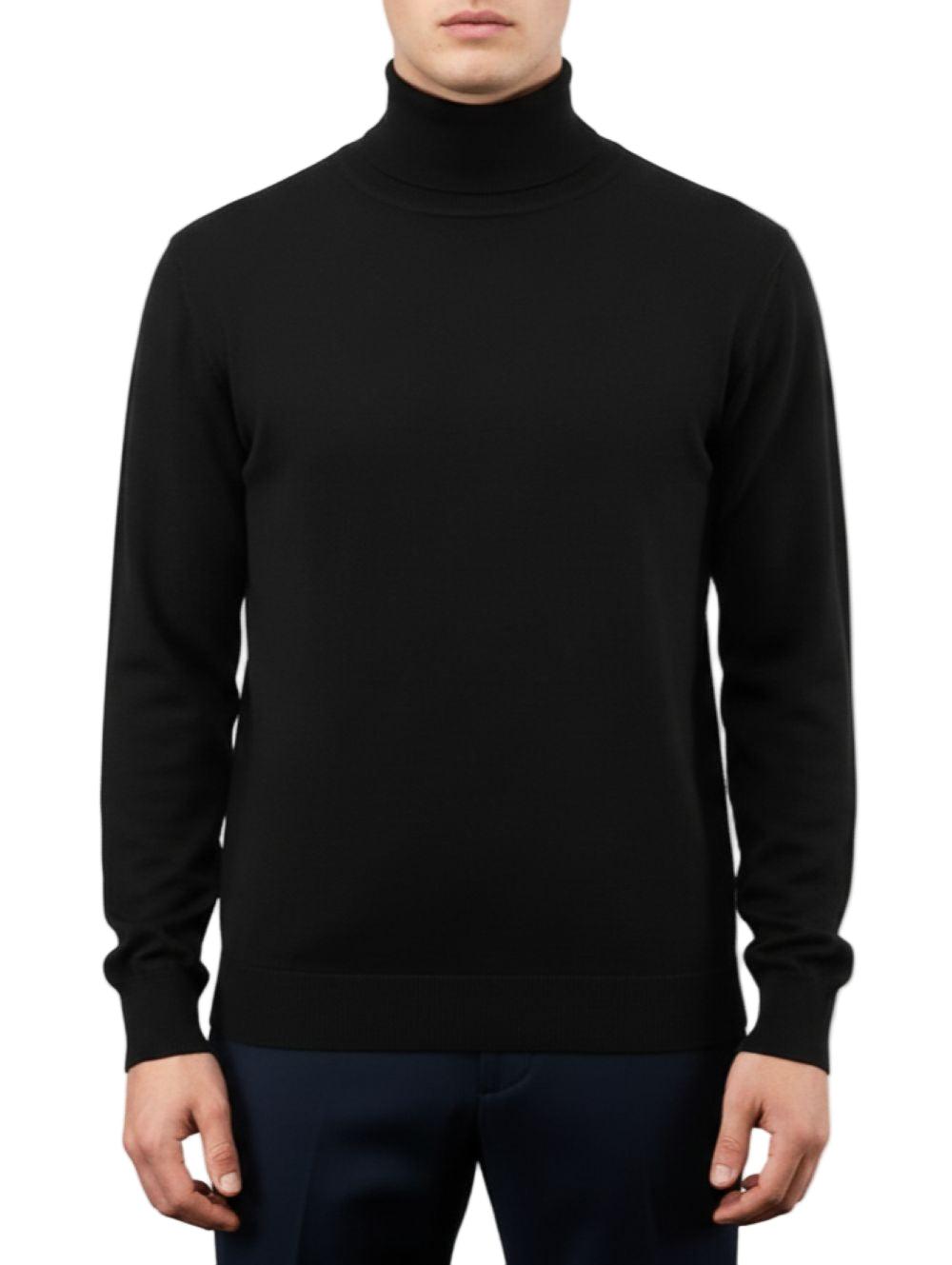 Men's Fashion Turtleneck Sweater in Black Male Product Image