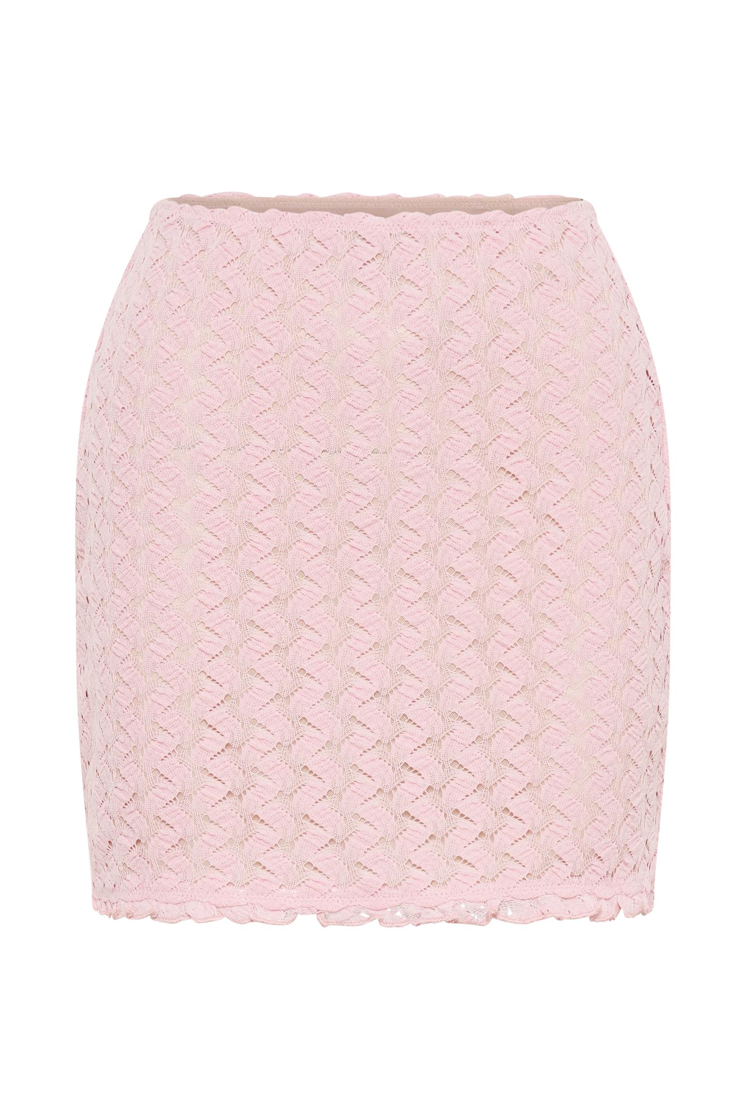 Morgan Mesh And Lace Mini Skirt - Powder Pink Product Image
