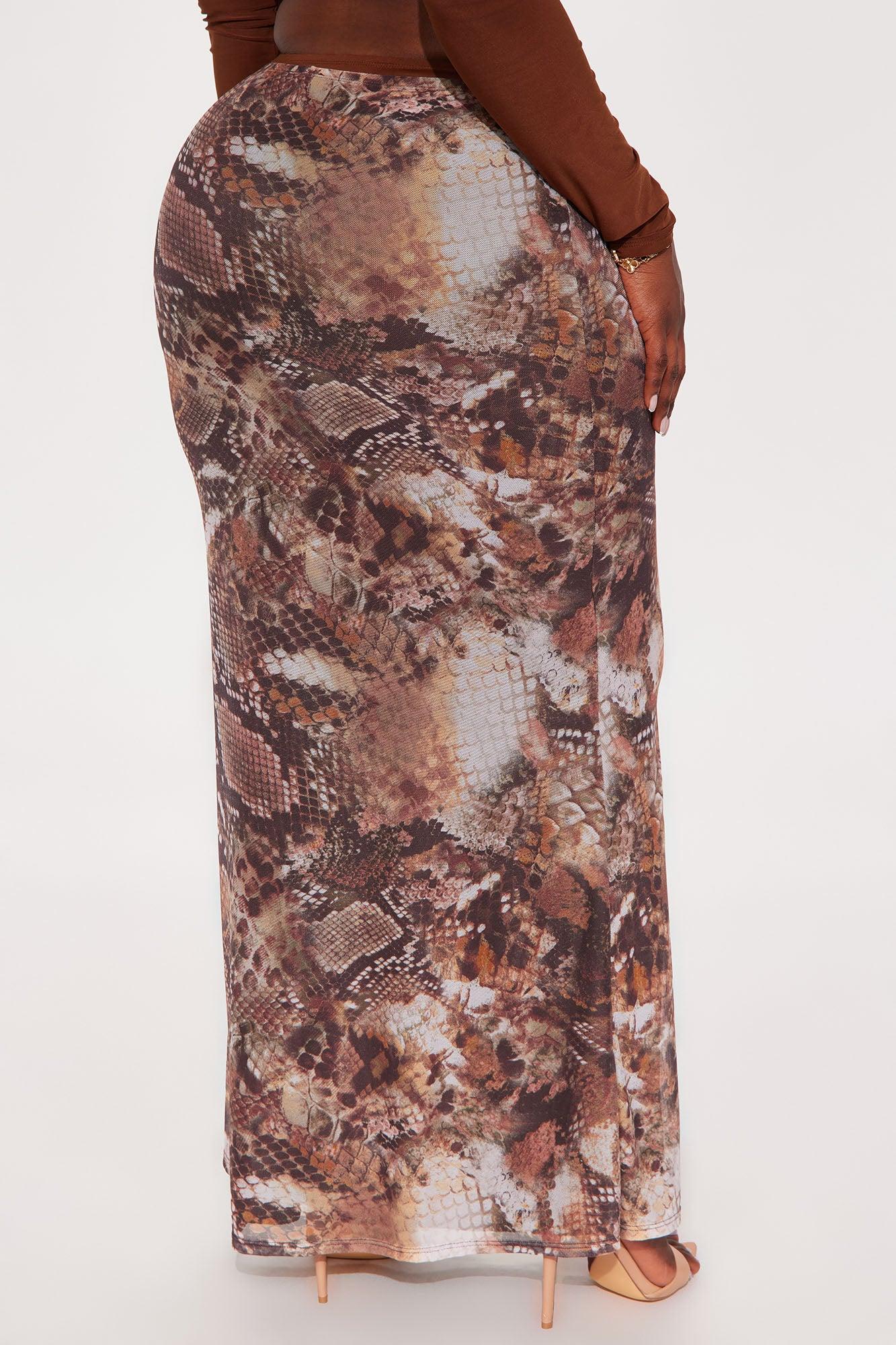 Remi Snakeskin Mesh Maxi Skirt - Brown/combo Female Product Image