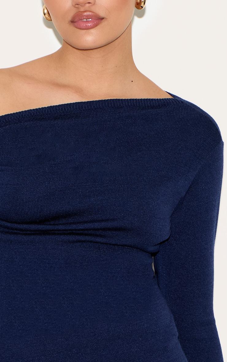 Navy Asymmetric Knitted Top Product Image