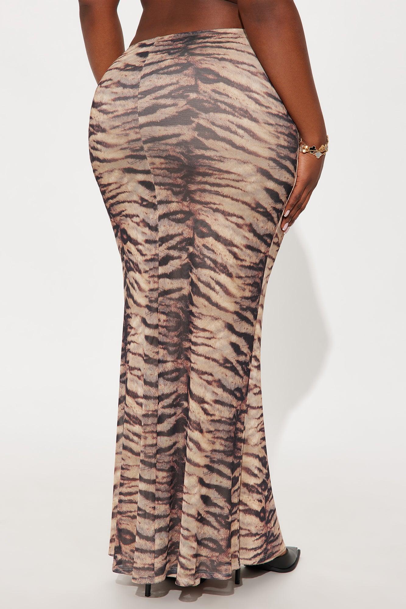Feeling Feisty Tiger Print Mesh Maxi - Brown/combo Female Product Image