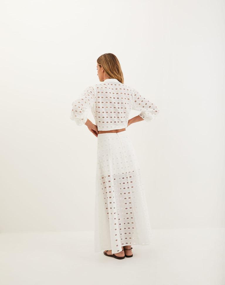 Eyelet Bea Maxi Skirt - Off White Product Image