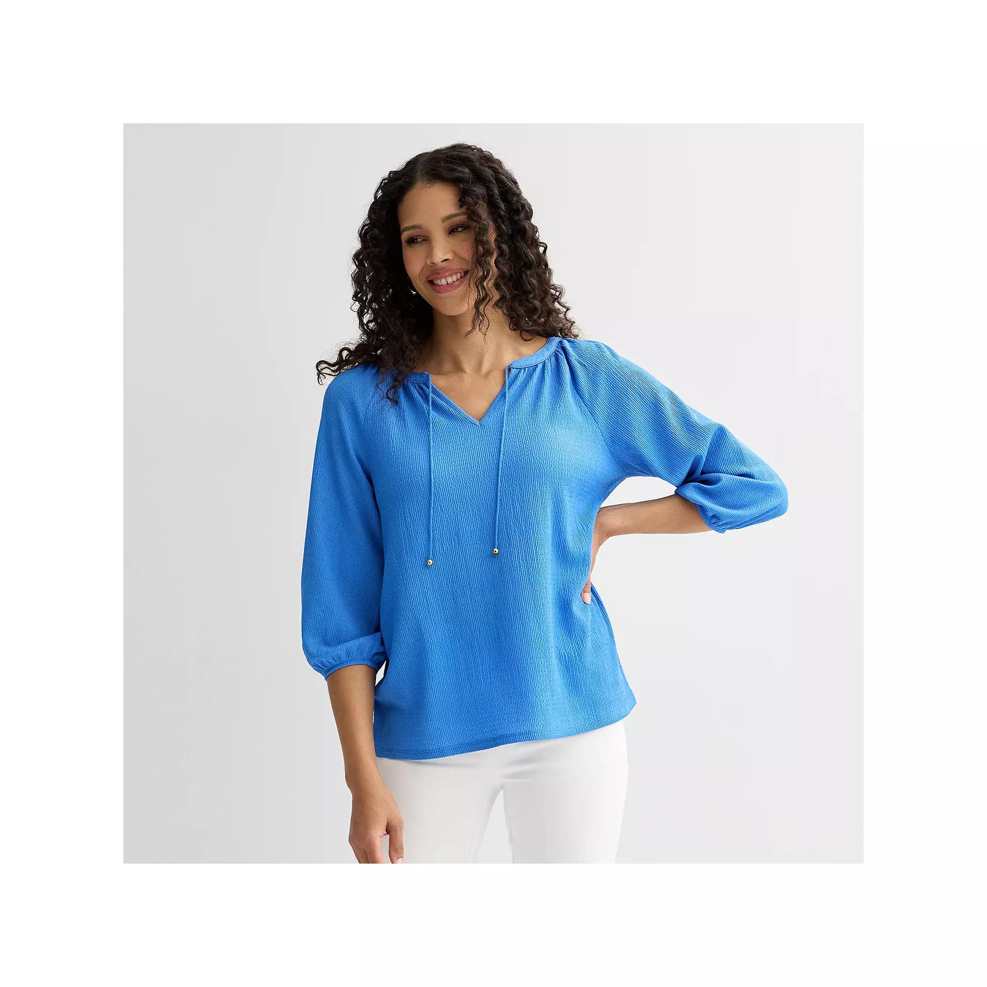 Women's Croft & Barrow® 3/4-Sleeve Peasant Top, Size: XL, Valen River Product Image