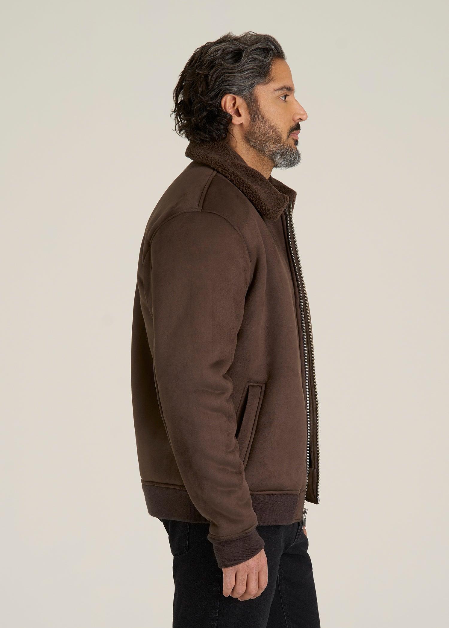 Sherpa Bomber Jacket for Tall Men in Bison Brown Male Product Image