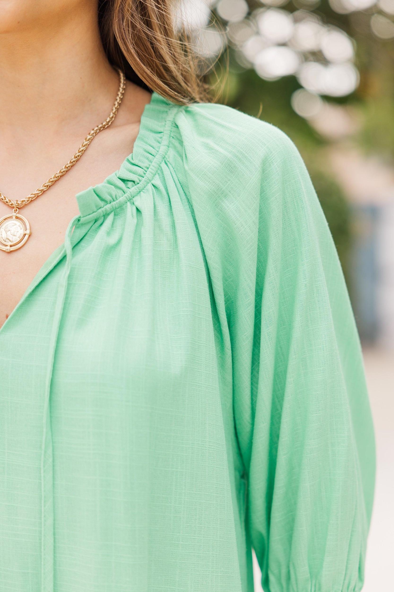 Always In The Lead Green Linen Dress Female Product Image