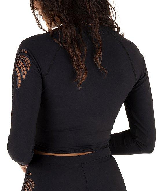 Hurley Shadow Palm Embroidered Crop Rashguard Swim Top Product Image