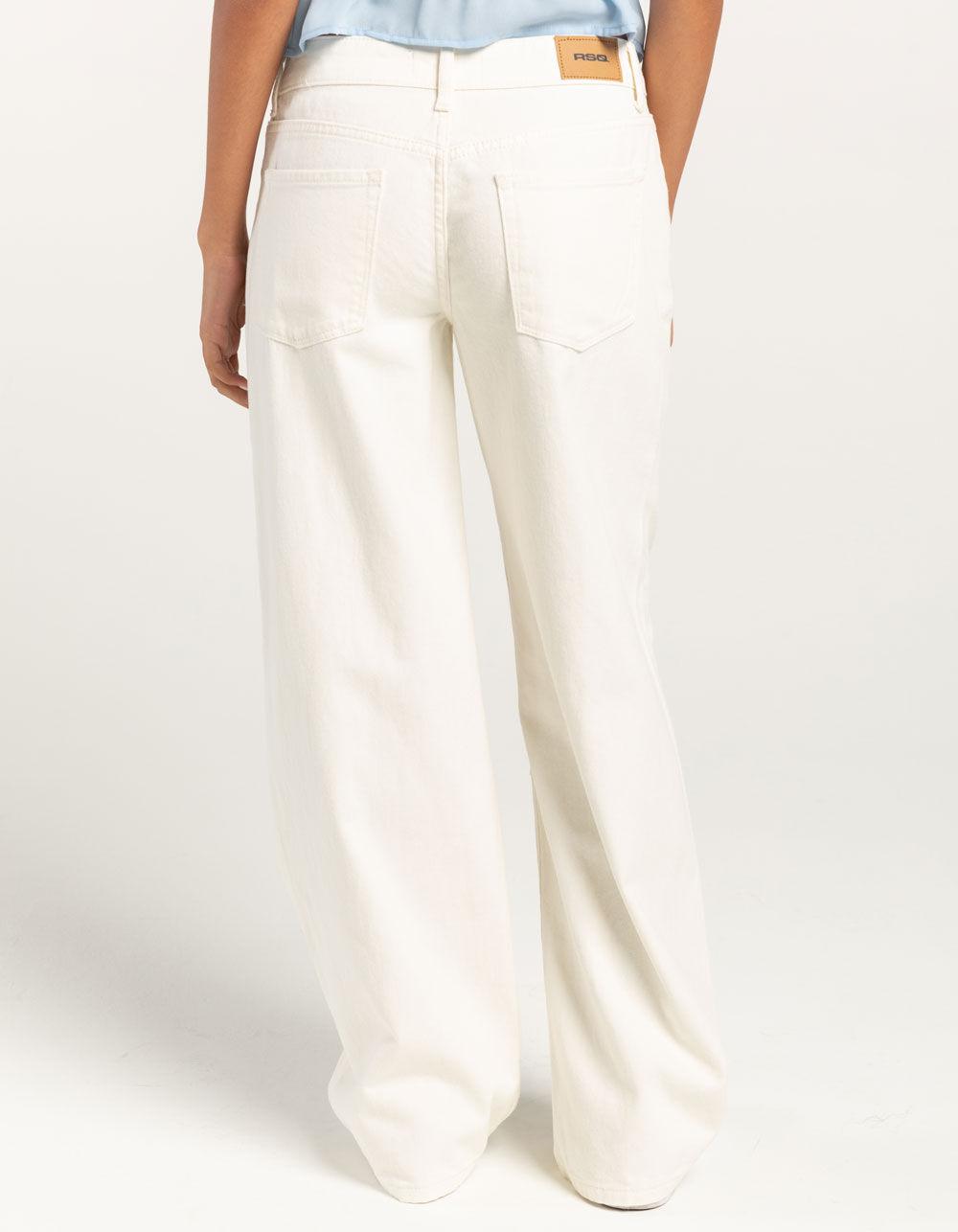 RSQ Womens Low Rise Twill Baggy Jeans - OFF WHITE Product Image