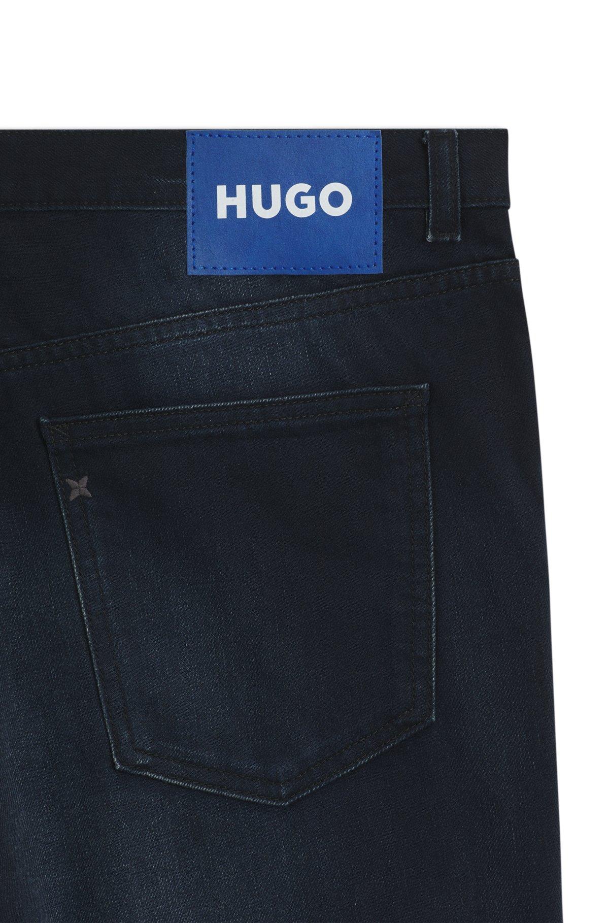 HUGO - Slim-fit jeans in blue-black stretch denim - Dark Blue Product Image