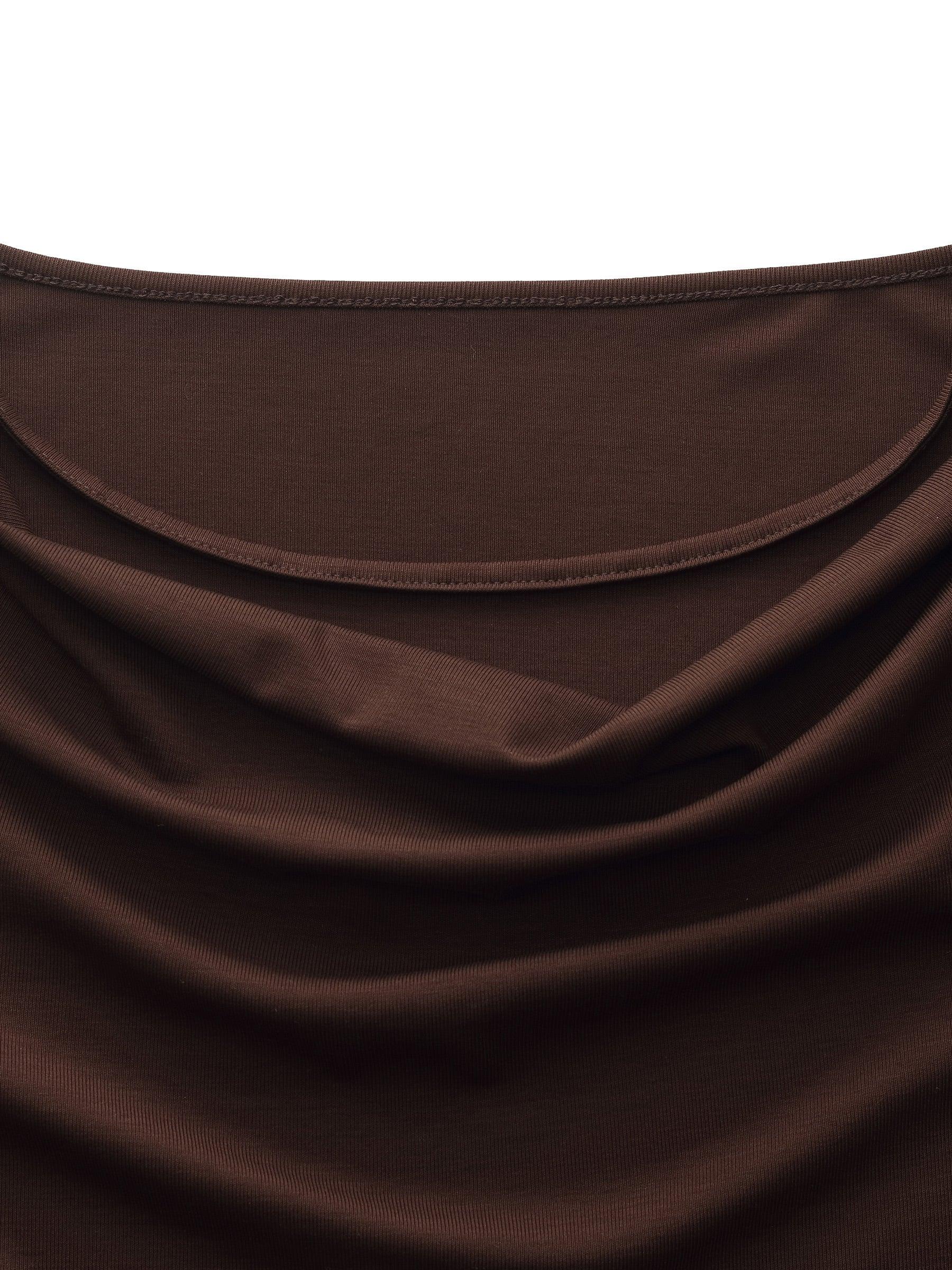 Tencel Blend Stretchy Knit Top And A-Line Skirt Two-Piece Set Product Image