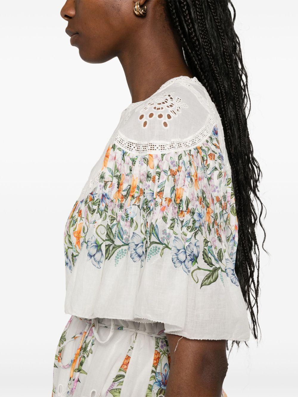 FARM RIO Sweet Bloom Cotton Eyelet Shift Dress In Off-white Product Image