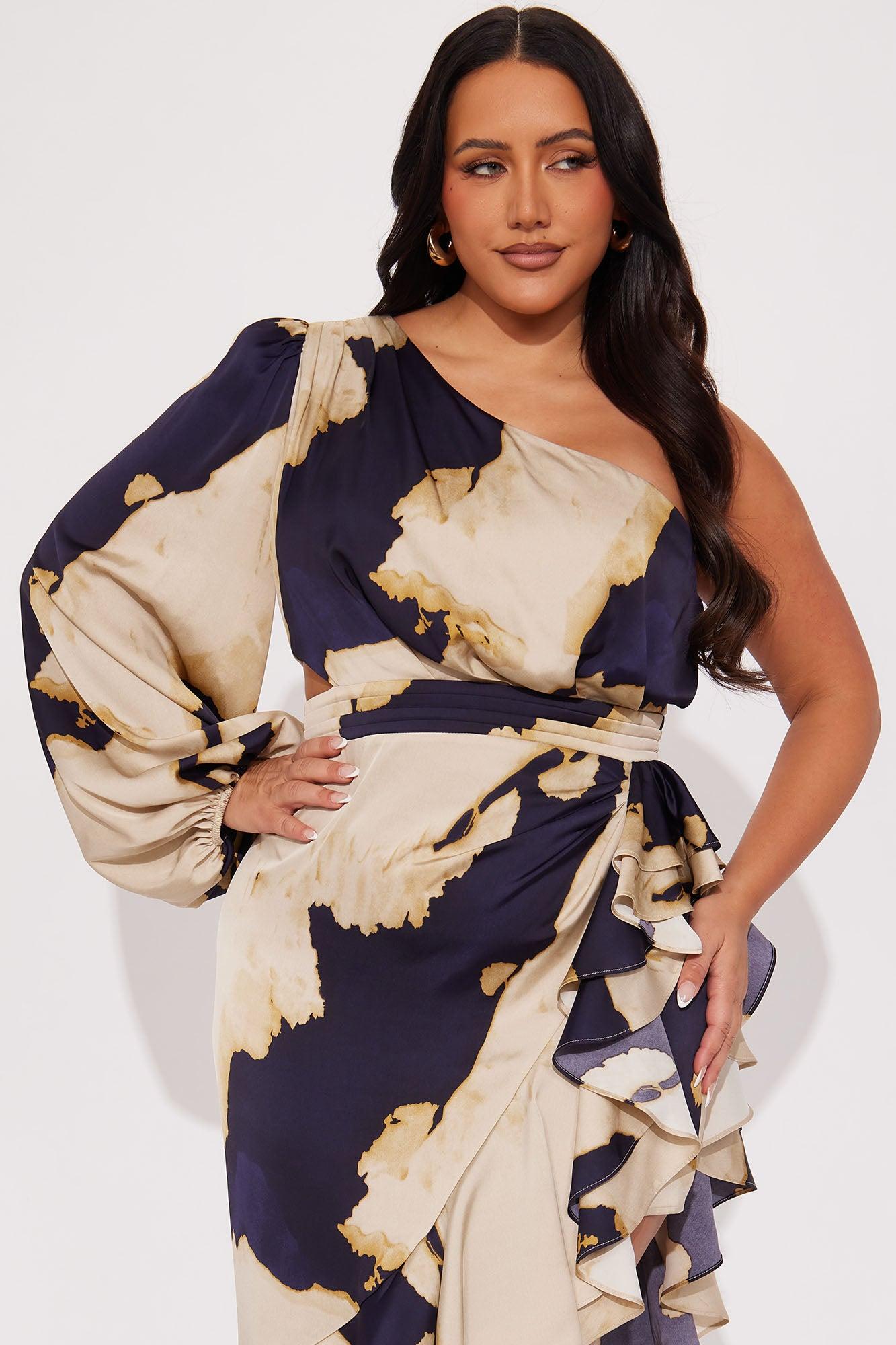 Florence Satin Maxi Dress - Navy/combo Product Image