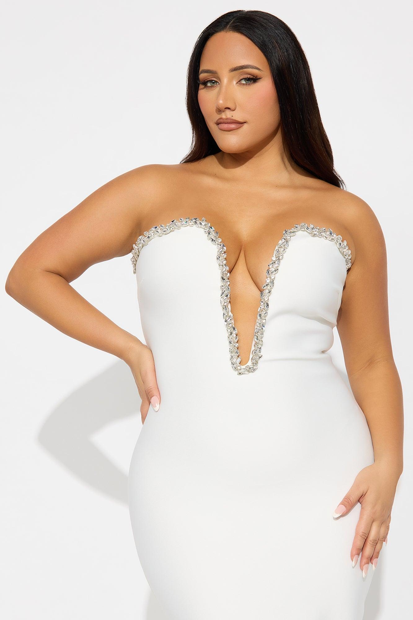 Sweetest Heart Embellished Midi Dress - White Product Image