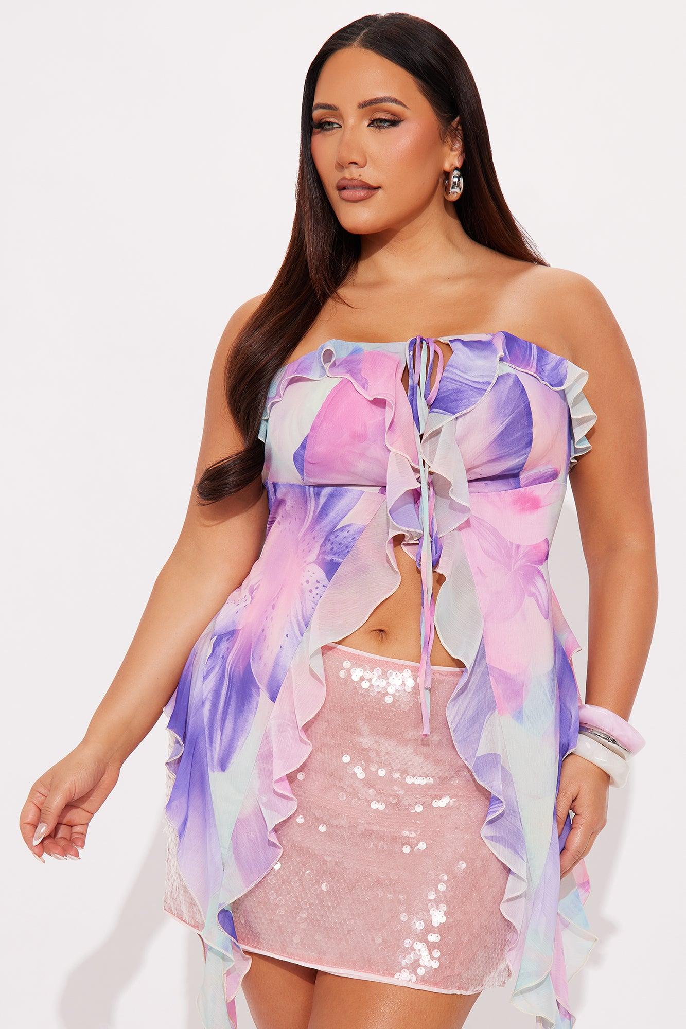 Petal Moments Ruffle Halter Top - Multi Color Female Product Image