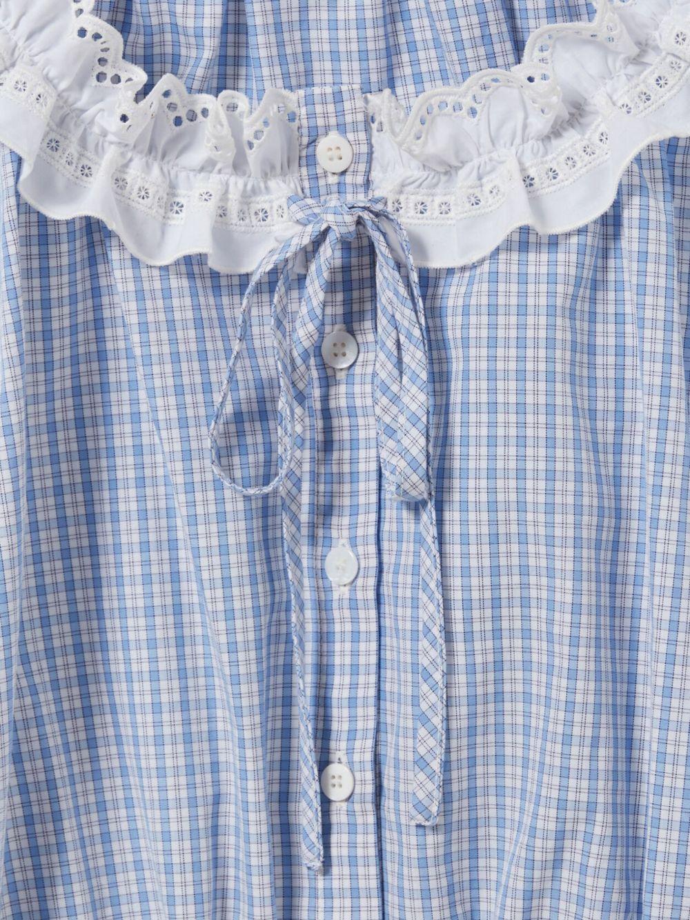 checkered lace-trim top Product Image