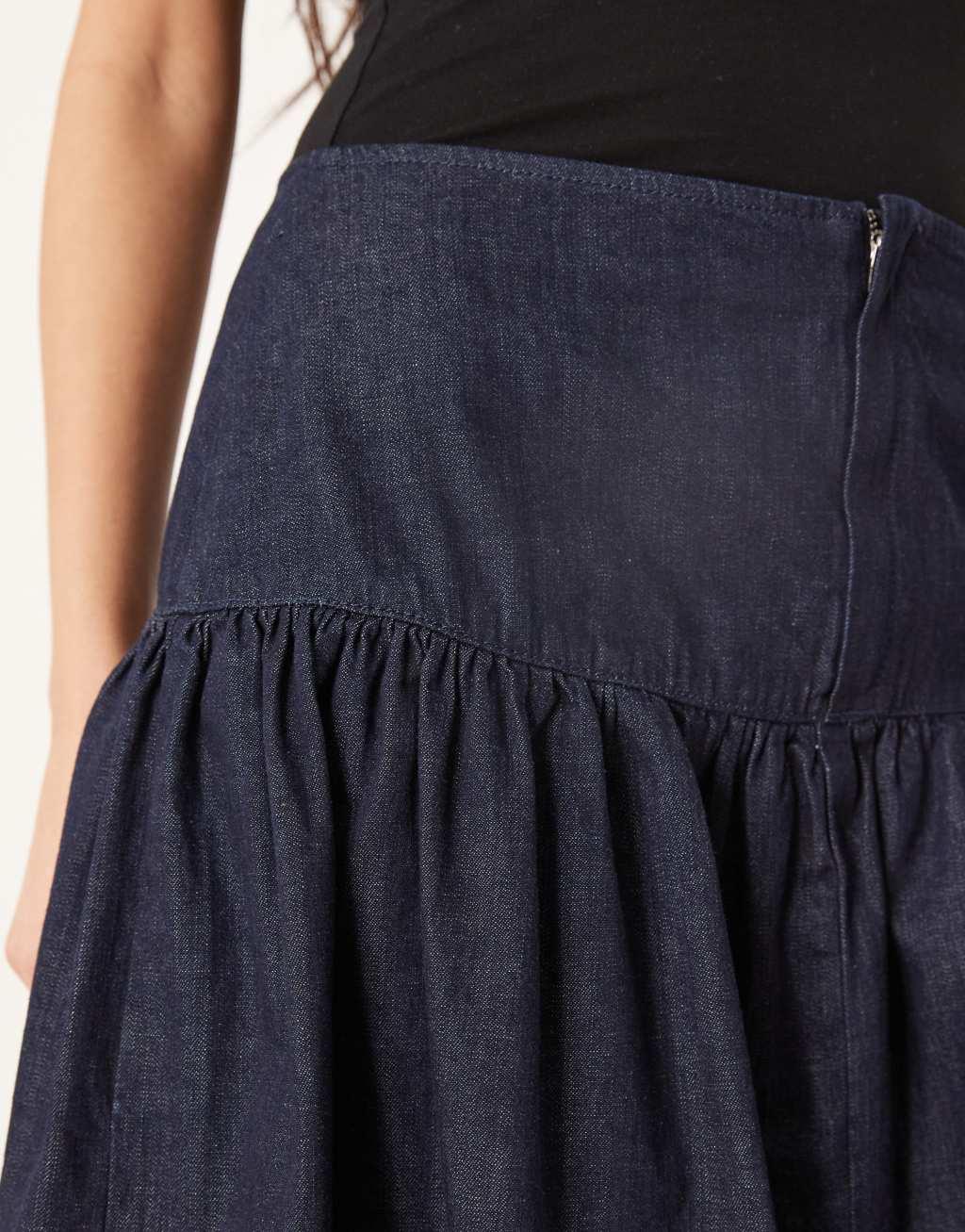 ASOS DESIGN denim maxi skirt with dropped waist Product Image