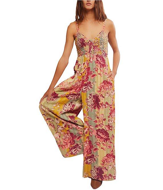 Free People Melrose Floral Print Sweetheart Neck Sleeveless Maxi Jumpsuit Product Image